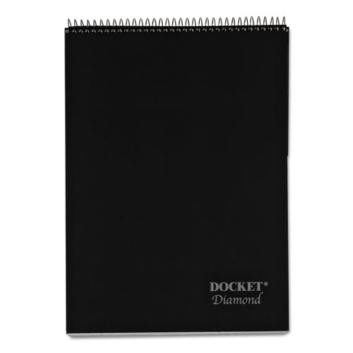 Docket Diamond Top-Wire Planning Pad, Wide/Legal Rule, Black, 8.5 x 11.75, 60 Sheets