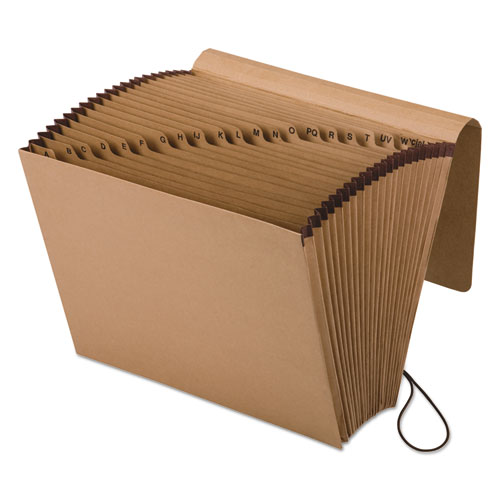 Kraft Indexed Expanding File, 21 Sections, Elastic Cord Closure, 1/21-Cut Tabs, Letter Size, Brown