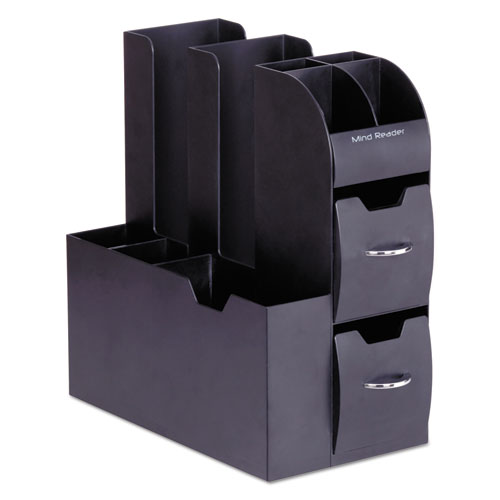 Image of Mind Reader Coffee Condiment Caddy Organizer, 10 Compartments, 5.4 X 11 X 12.6, Black