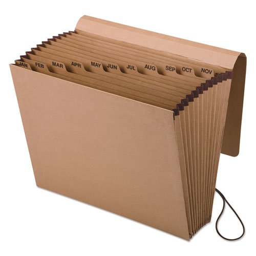 Kraft Indexed Expanding File, 12 Sections, Elastic Cord Closure, 1/12-Cut Tabs, Letter Size, Brown