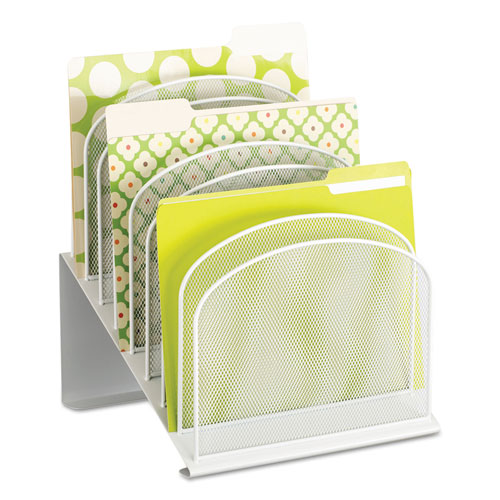 Onyx Mesh Desk Organizer with Tiered Sections, 8 Sections, Letter to Legal Size Files, 11.75 x 10.75 x 14, White