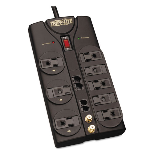 Protect It! Surge Protector, 8 Outlets, 10 ft. Cord, 3240 Joules, RJ45, Black