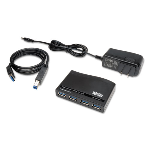 USB 3.0 SuperSpeed Hub, 4 Ports, Black