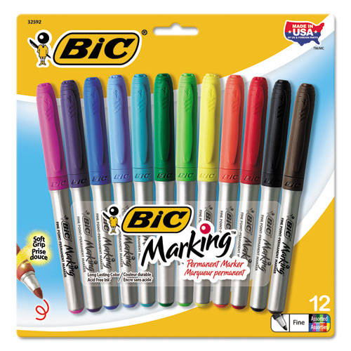 BIC® Marking Fine Tip Permanent Marker, Assorted Colors, 36/Set