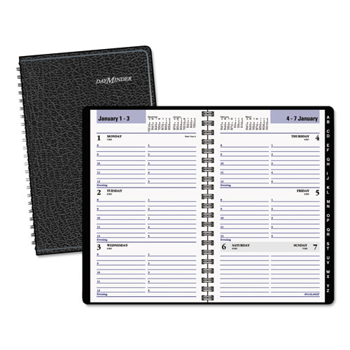 AT-A-GLANCE® DayMinder® Block Format Weekly Appointment Book w/Contacts Section, 4 7/8 x 8, Black, 2018