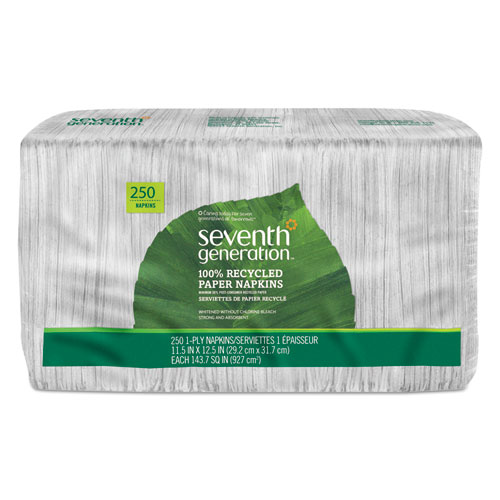 100% Recycled Napkins, 1-Ply, 11 1/2 x 12 1/2, White, 250/Pack | by Plexsupply