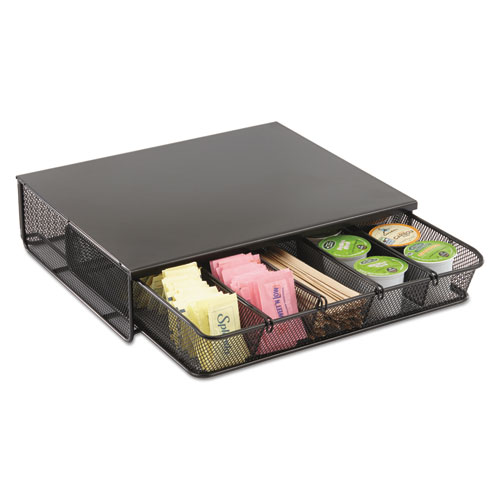 Safco® One Drawer Hospitality Organizer, 5 Compartments, 12 1/2 x 11 1/4 x 3 1/4, Bk