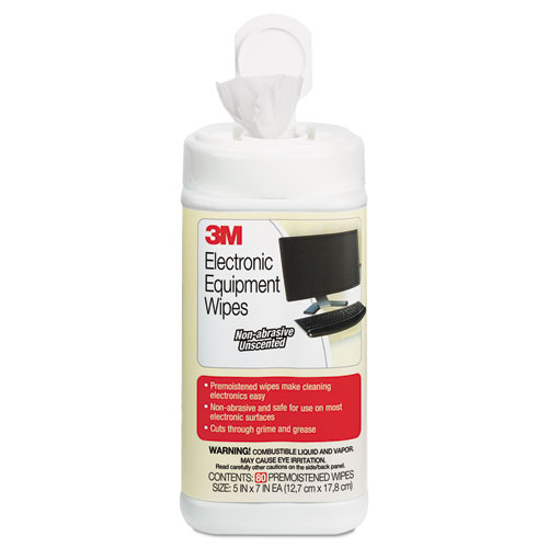 Electronic Equipment Cleaning Wipes, 5 1/2 x 6 3/4, White, 80/Canister