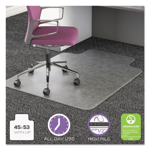 ULTRAMAT ALL DAY USE CHAIR MAT FOR HIGH PILE CARPET, 45 X 53, WIDE LIPPED, CLEAR