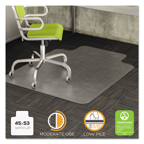 DuraMat Moderate Use Chair Mat for Low Pile Carpet, 45 x 53 with Lip, Clear, Ships in 4-6 Business Days