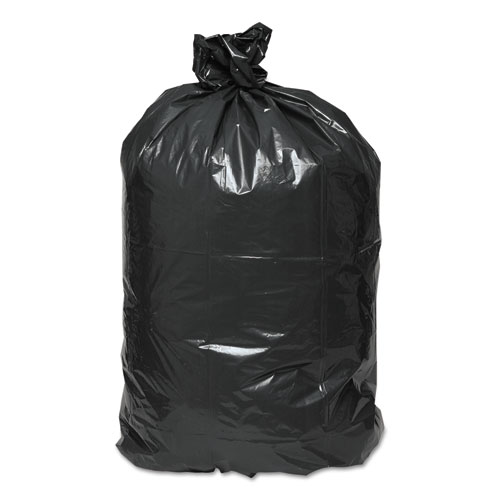 Image of Linear Low Density Recycled Can Liners, 56 gal, 1.25 mil, 43" x 48", Black, 10 Bags/Roll, 10 Rolls/Carton