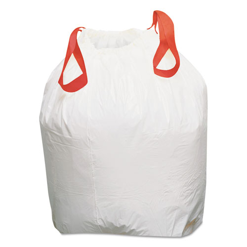Image of Draw 'N Tie® Heavy-Duty Trash Bags, 13 Gal, 0.9 Mil, 24.5" X 27.38", White, 50 Bags/Roll, 4 Rolls/Box