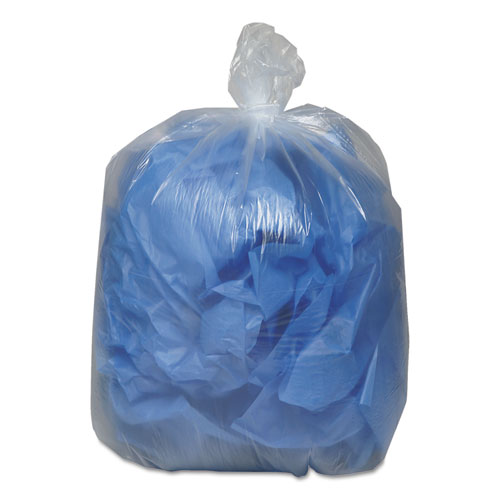 Linear Low-Density Can Liners, 33 gal, 0.63 mil, 33" x 39", Clear, 25 Bags/Roll, 10 Rolls/Carton