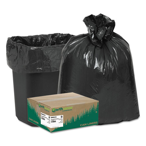 Image of Linear Low Density Recycled Can Liners, 10 gal, 0.85 mil, 24" x 23", Black, 25 Bags/Roll, 20 Rolls/Carton