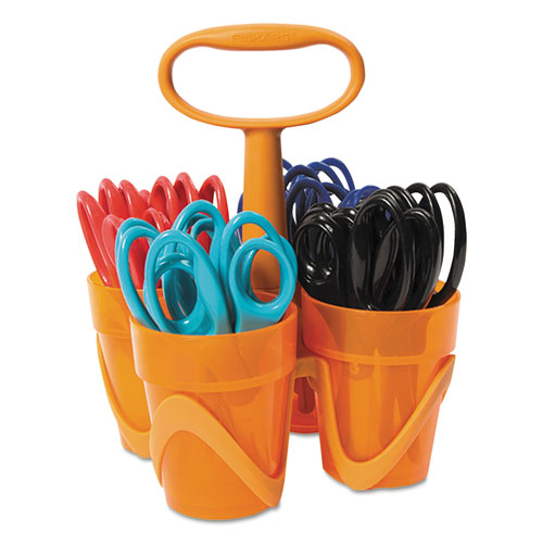 Image of Fiskars® Classpack Caddy, Rounded Tip, 5" Long, 1.6" Cut Length, Assorted Straight Handles, 24/Set