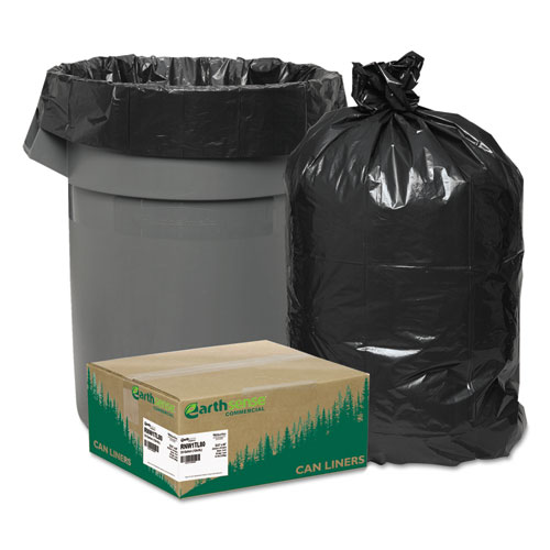 Image of Earthsense® Commercial Linear Low Density Large Trash And Yard Bags, 33 Gal, 0.9 Mil, 32.5" X 40", Black, 80/Carton