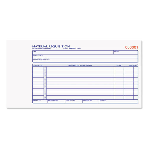 Material Requisition Book, Two-Part Carbonless, 7.88 x 4.25, 50 Forms Total