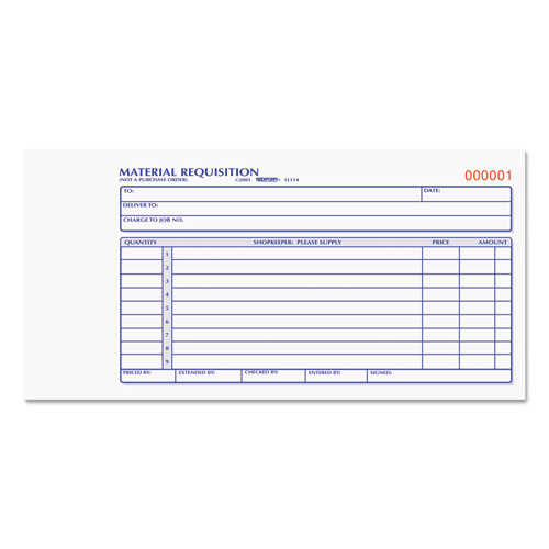 Material Requisition Book, 7 7/8 X 4 1/4, Two-Part Carbonless, 50-Set Book