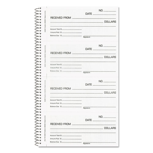 Money And Rent Unnumbered Receipt Book, 5 1/2 X 2 3/4, Two-Part, 200 Sets/book