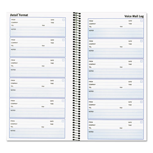 Voice Mail Wirebound Log Books, 5.63 x 10.63, 6/Page, 600 Forms