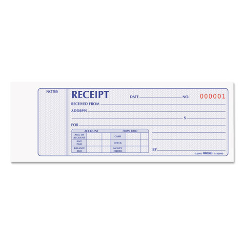 Receipt Book, 7 x 2 3/4, Carbonless Duplicate, 100 Sets/Book | by Plexsupply