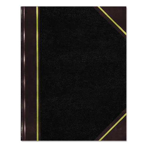 Texthide Record Book, Black/Burgundy, 300 Green Pages, 14 1/4 x 8 3/4 | by Plexsupply