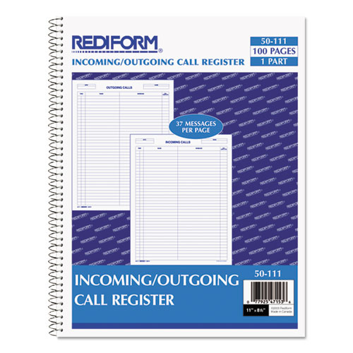 Wirebound Call Register, 8 1/2 x 11, 3, 700 Forms/Book