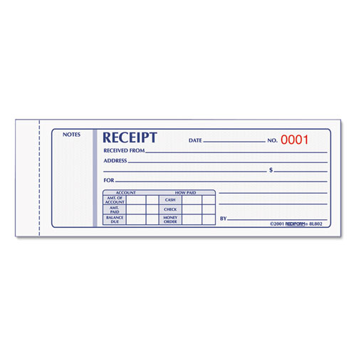 blank receipt book