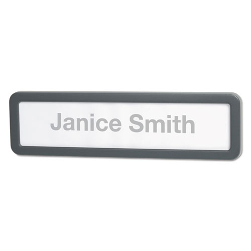 Recycled Cubicle Nameplate with Rounded Corners, 9 x 2.5, Charcoal