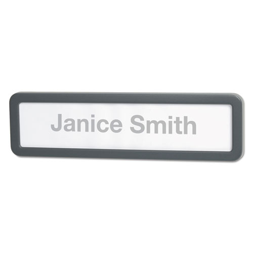 Recycled Cubicle Nameplate with Rounded Corners, 9 x 2 1/2, Charcoal