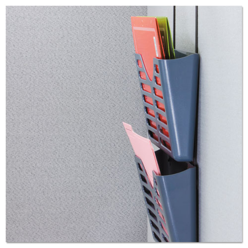 Recycled Plastic Cubicle Triple File Pocket, Cubicle Pins Mount