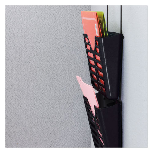 Image of VerticalMate Cubicle Wall File Pocket, 3 Sections, Letter Size, 13.5" x 6" x 28", Charcoal, 3/Pack