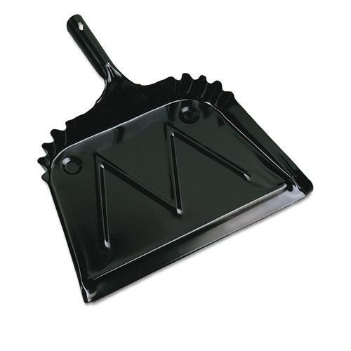 Boardwalk® Metal Dust Pan, 12 x 14, 2 " Handle, 20-Gauge Steel, Black