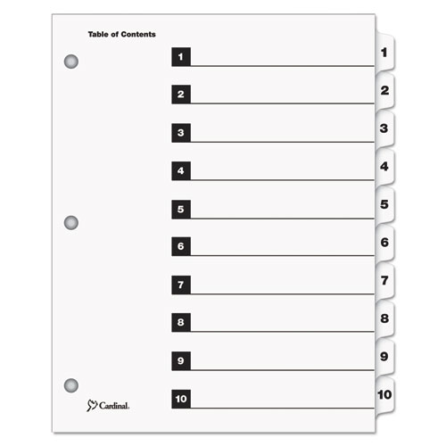 OneStep Printable Table of Contents and Dividers, 10-Tab, 1 to 10, 11 x 8.5, White, White Tabs, 1 Set