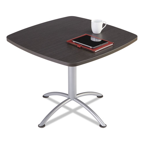 iLand Table, Cafe-Height, Square Top, Contoured Edges, 36w x 36d x 29h, Gray Walnut/Silver ICE69724