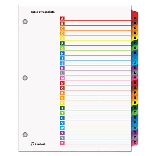 OneStep Printable Table of Contents and Dividers, 26-Tab, A to Z, 11 x 8.5, White, Assorted Tabs, 1 Set