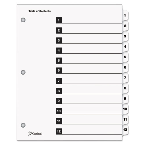 OneStep Printable Table of Contents and Dividers, 12-Tab, 1 to 12, 11 x 8.5, White, White Tabs, 1 Set