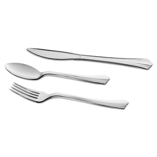 Image of Wna Reflections Heavyweight Plastic Utensils, Fork, Silver, 7", 40/Pack