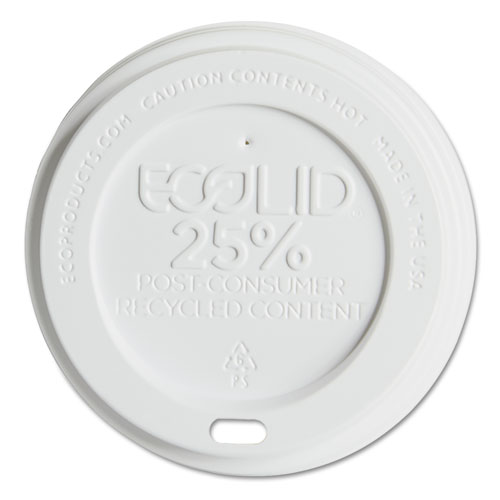Image of Eco-Products® Ecolid 25% Recycled Content Hot Cup Lid, White, Fits 10 Oz To 20 Oz Cups, 100/Pack, 10 Packs/Carton