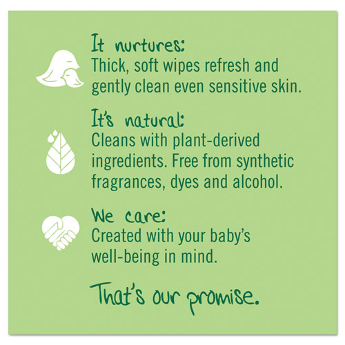 Image of Free and Clear Baby Wipes, 7 x 7, Unscented, White, 64/Flip Top Pack, 12 Packs/Carton