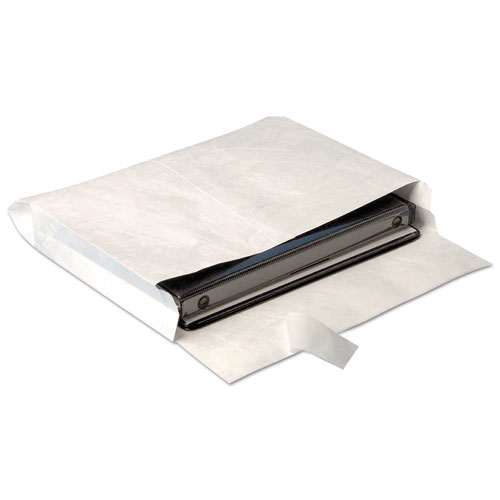 Lightweight 14 lb Tyvek Open End Expansion Mailers, #13 1/2, Square Flap, Redi-Strip Adhesive Closure, 10 x 13, White, 100/CT