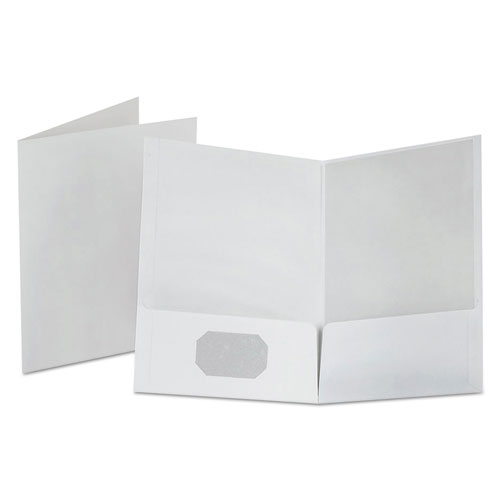 Linen Finish Twin Pocket Folders, 100-Sheet Capacity, 11 x 8.5, White, 25/Box OXF53404