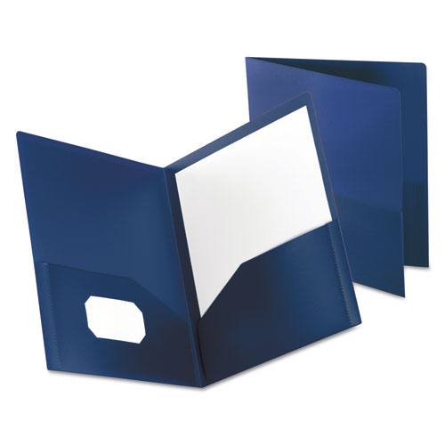 Oxford™ Poly Twin-Pocket Folder, 100-Sheet Capacity, 11 x 8.5, Opaque Dark Blue