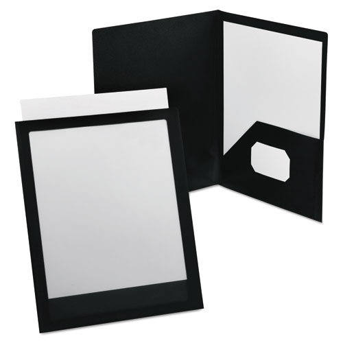 ViewFolio Polypropylene Portfolio, 50-Sheet Capacity, Black/Clear | by Plexsupply