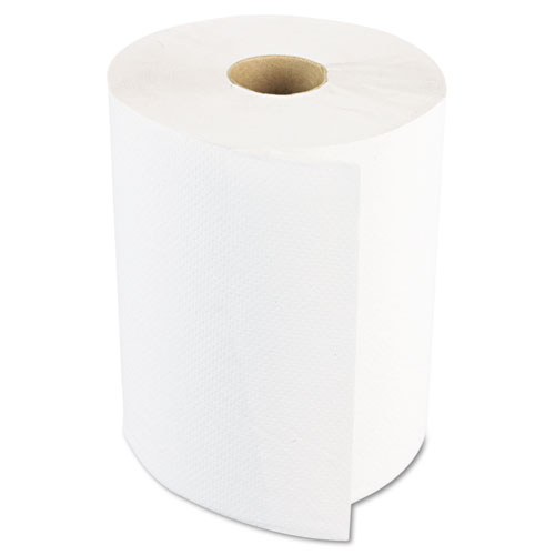 Hardwound Paper Towels, 1-Ply, 8" X 600ft, White, 2" Core, 12 Rolls/carton