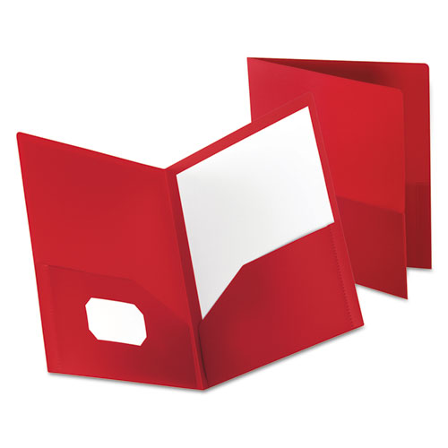 Poly Twin-Pocket Folder, Holds 100 Sheets, Opaque Red