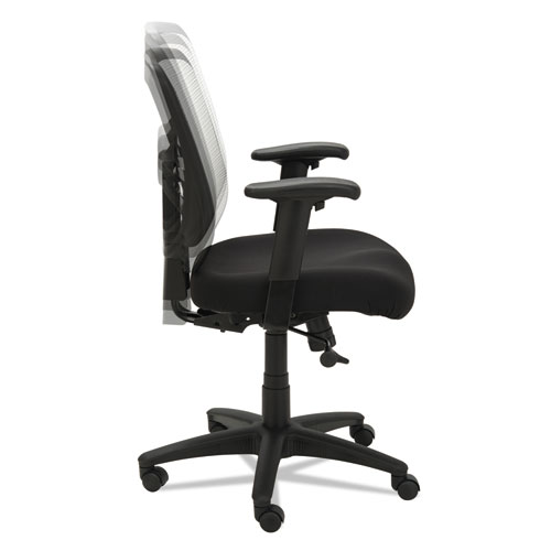 Image of Alera Elusion Series Mesh Mid-Back Swivel/Tilt Chair, Supports 275lb, 17.9" to 21.8" Seat, Black Seat, White Back, Black Base