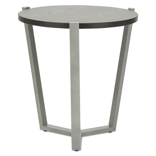 Alera® Round Occasional Corner Table, 21 1/4 dia x 22 3/4h, Black/Silver