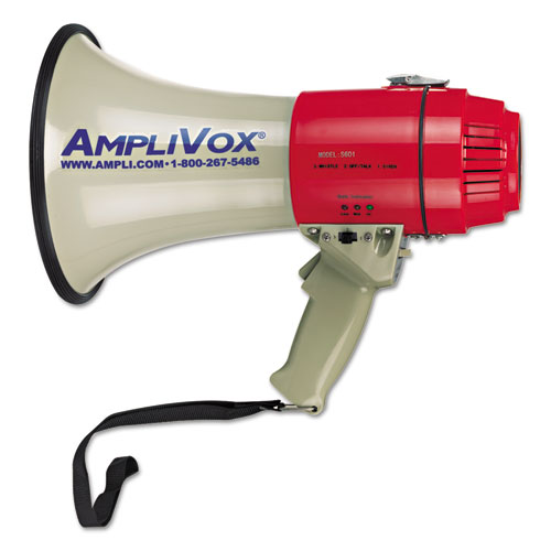 AmpliVox® MityMeg Piezo Dynamic Megaphone, 15W, 5/8 Mile Range