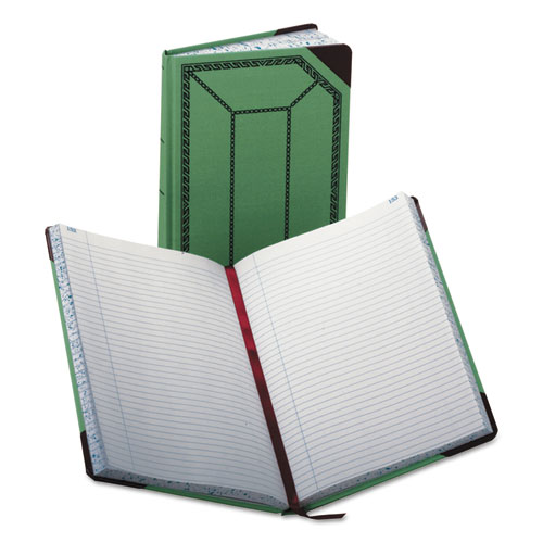 Boorum & Pease® Account Record Book, Record-Style Rule, Green/Black/Red Cover, 12.13 x 7.44 Sheets, 300 Sheets/Book